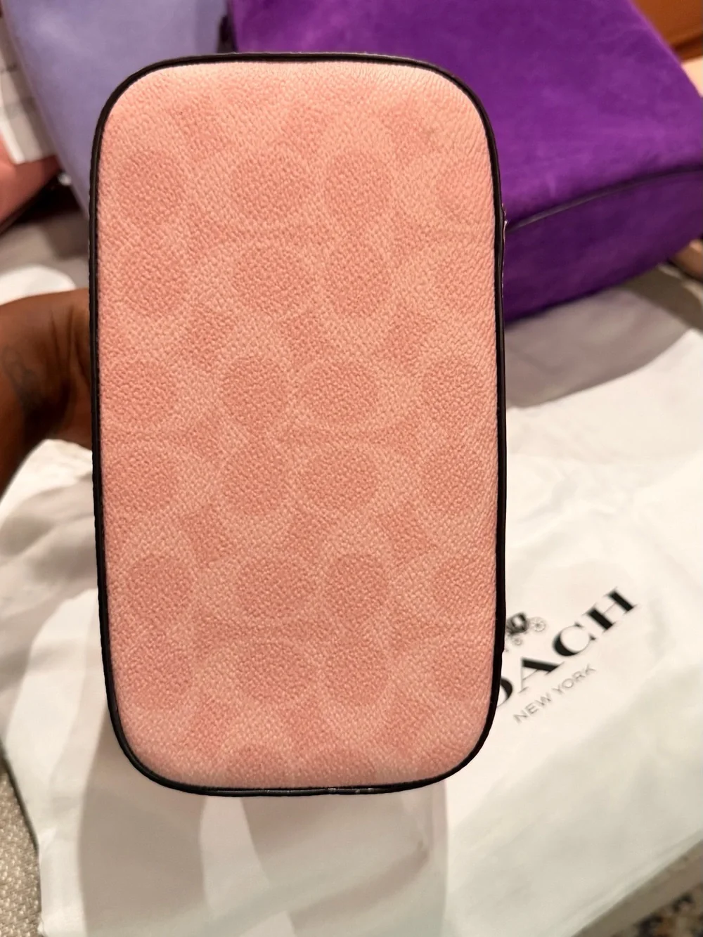 NWT Coach Powder Pink Canvas Vanity Case with Gold Hardware